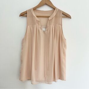 Greylin Blush Peach Sleeveless Blouse w Ruched Top Layered Chiffon Style Small
